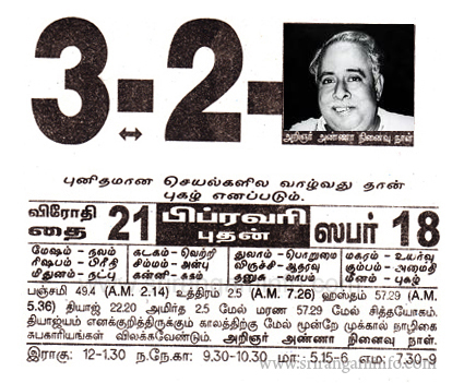 Tamil daily Calendar, Tamil Calendar
