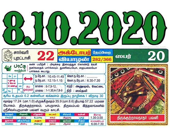 Tamil daily Calendar, Tamil Calendar