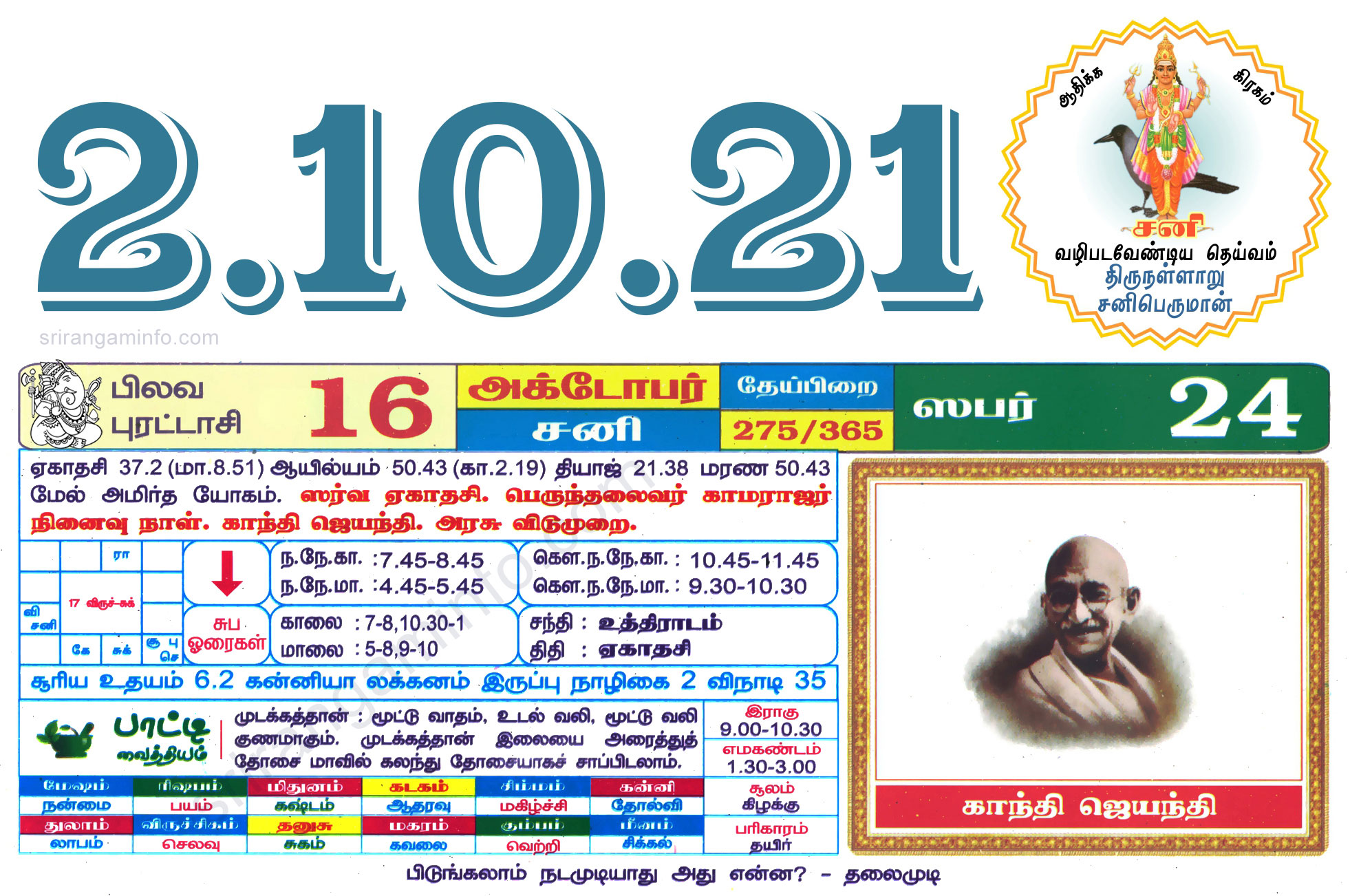 Tamil daily Calendar, Tamil Calendar