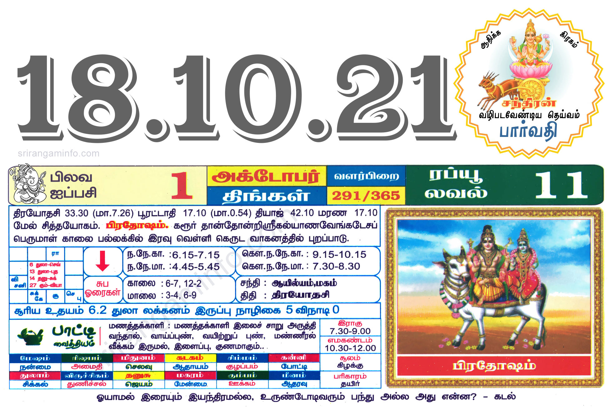 Tamil daily Calendar, Tamil Calendar