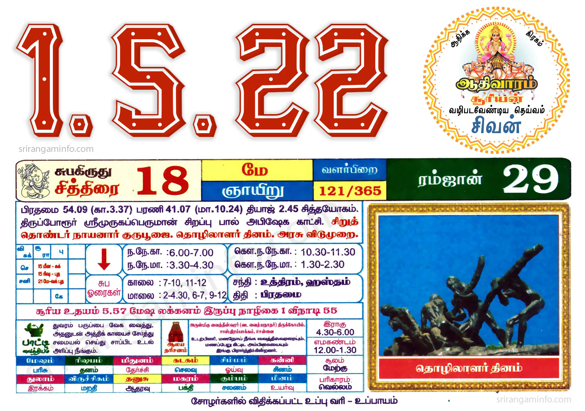 Tamil daily Calendar, Tamil Calendar