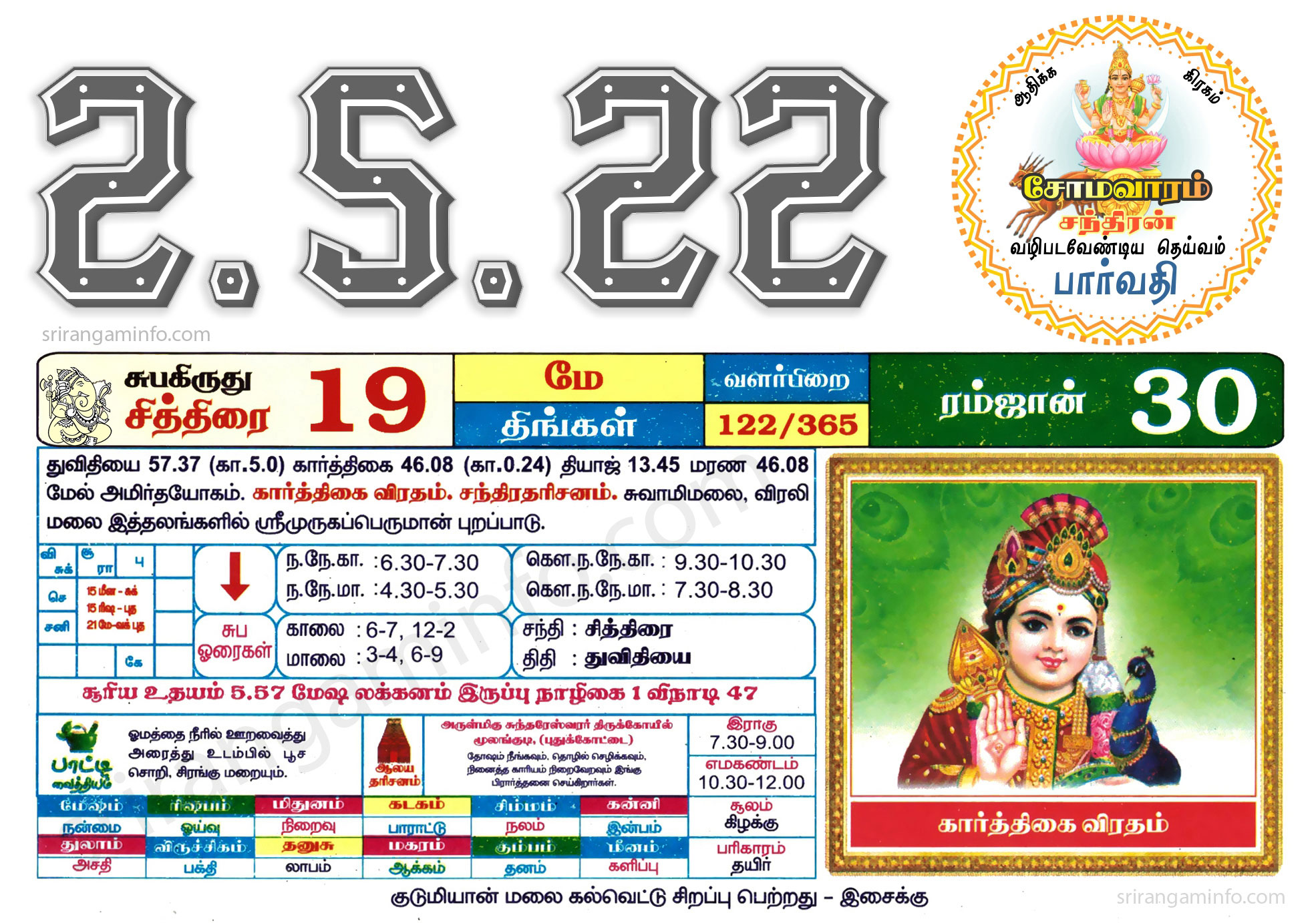 Tamil daily Calendar, Tamil Calendar