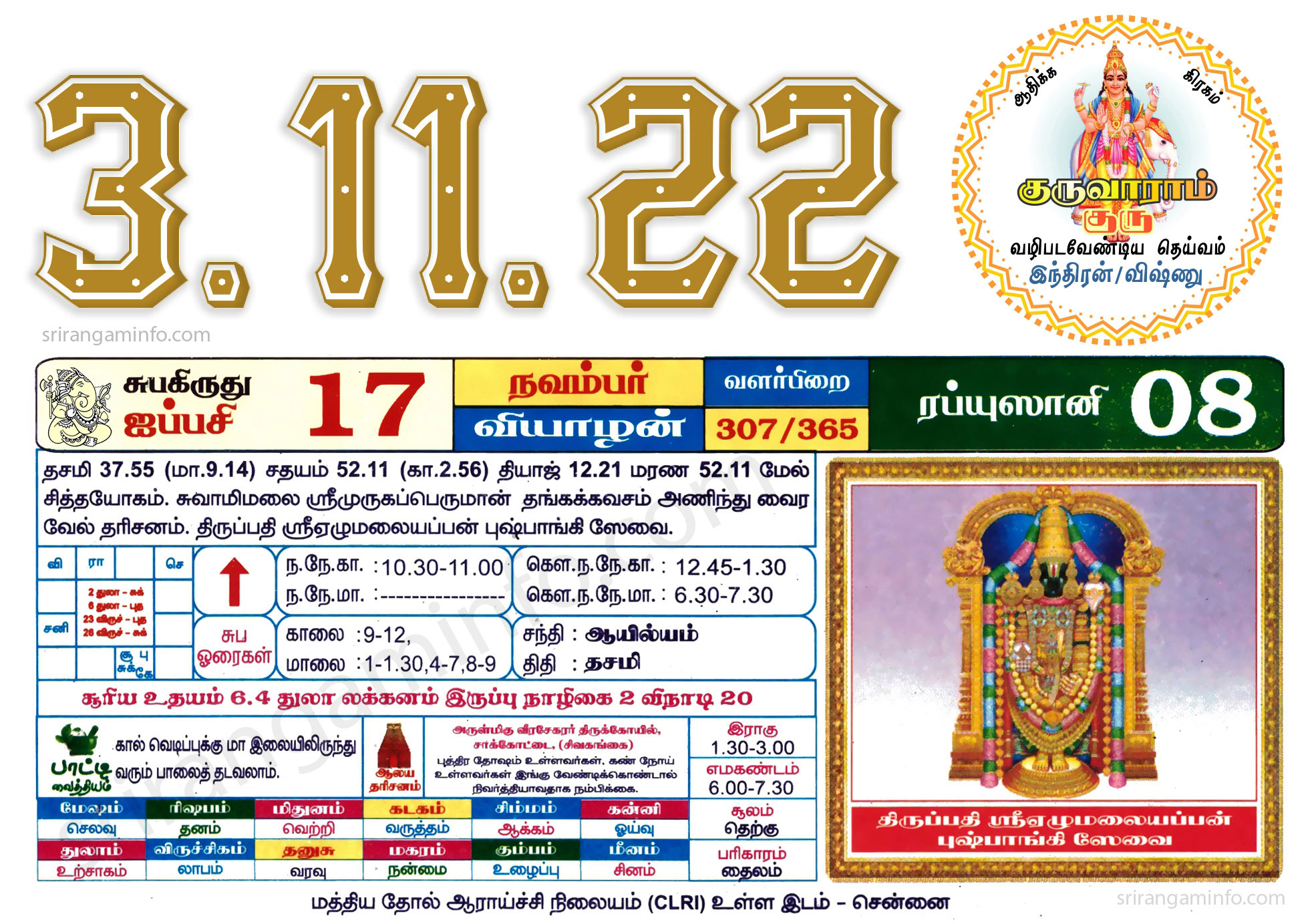 Tamil daily Calendar, Tamil Calendar