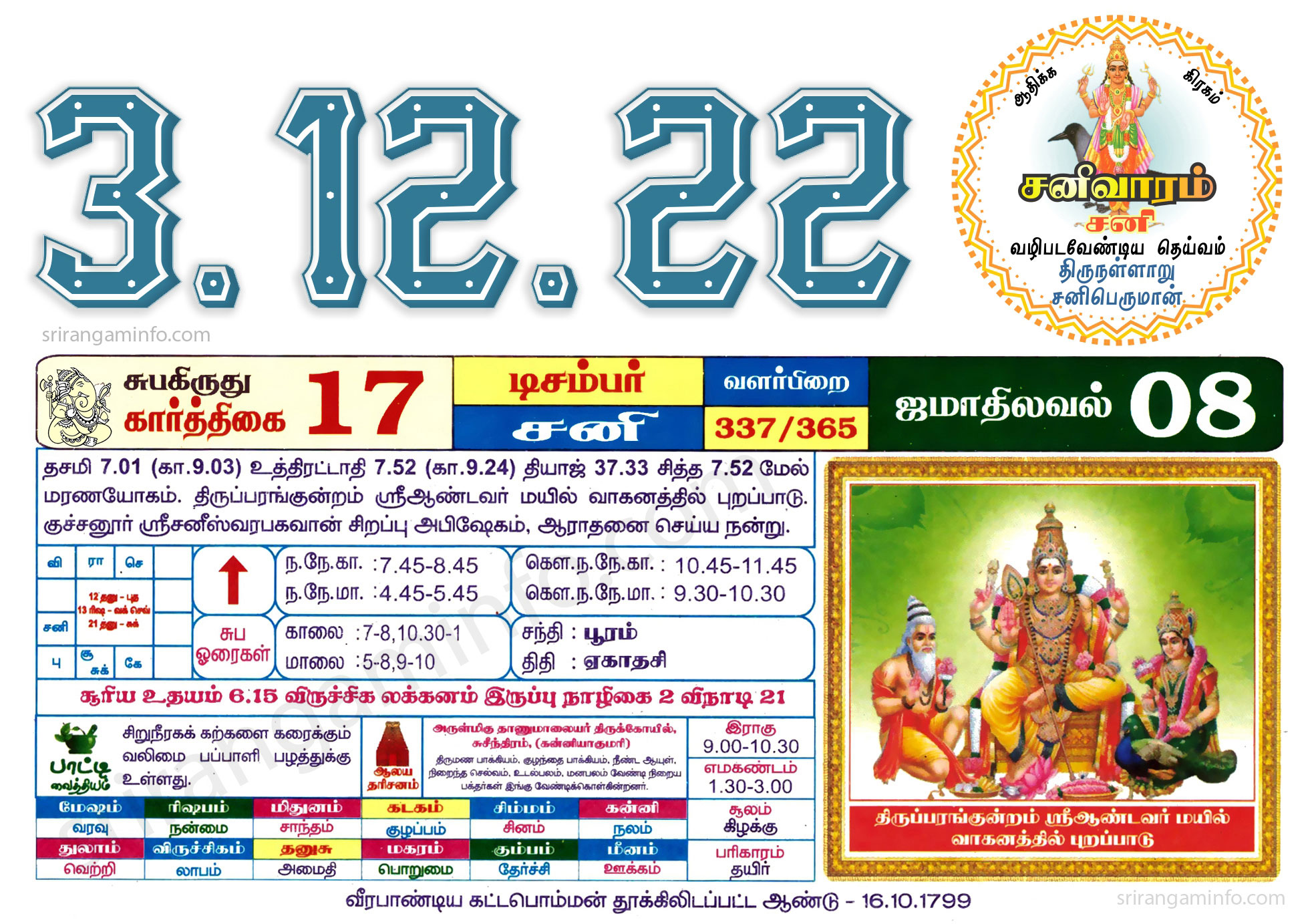 Tamil daily Calendar, Tamil Calendar