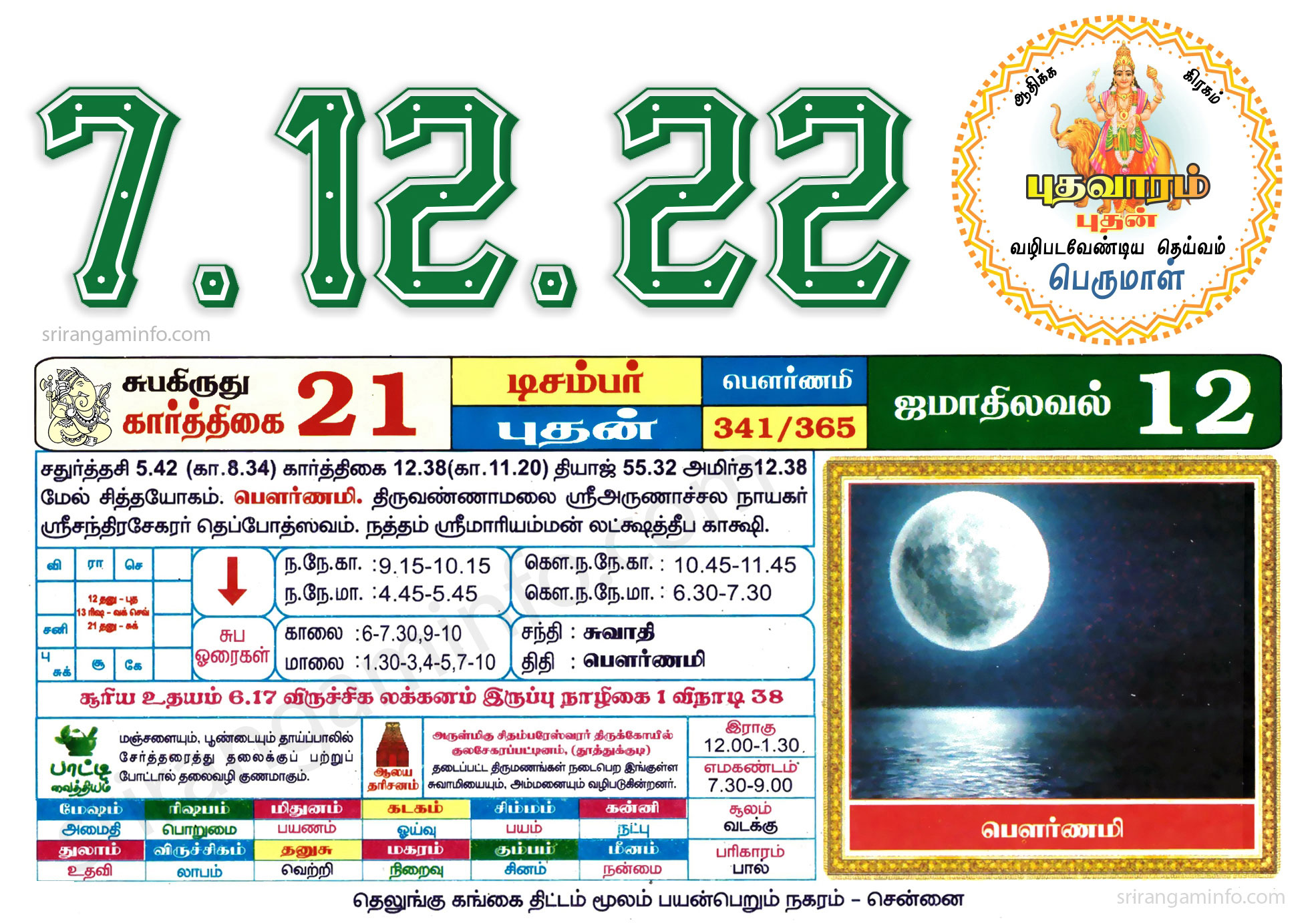 Tamil daily Calendar, Tamil Calendar