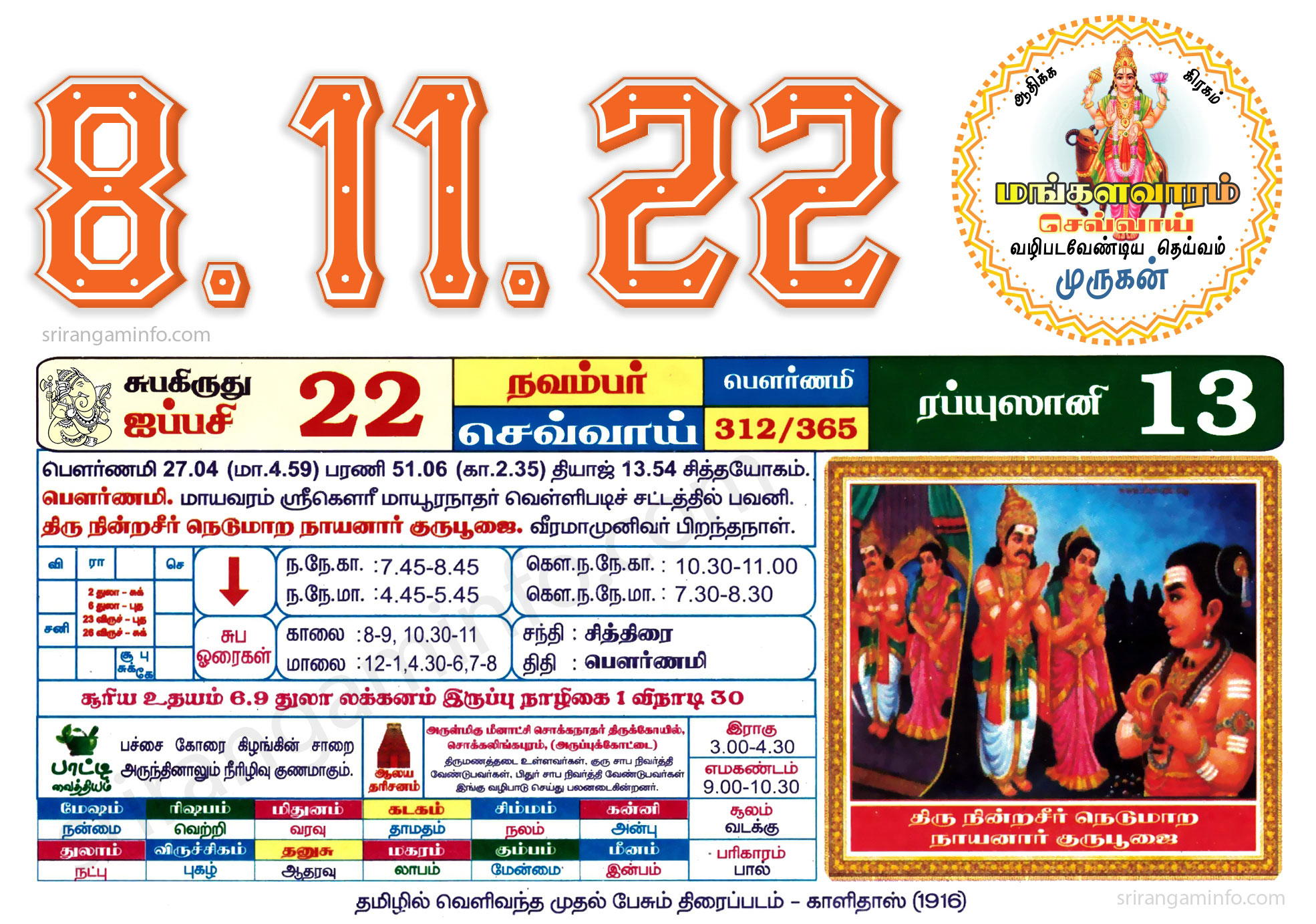 Tamil daily Calendar, Tamil Calendar