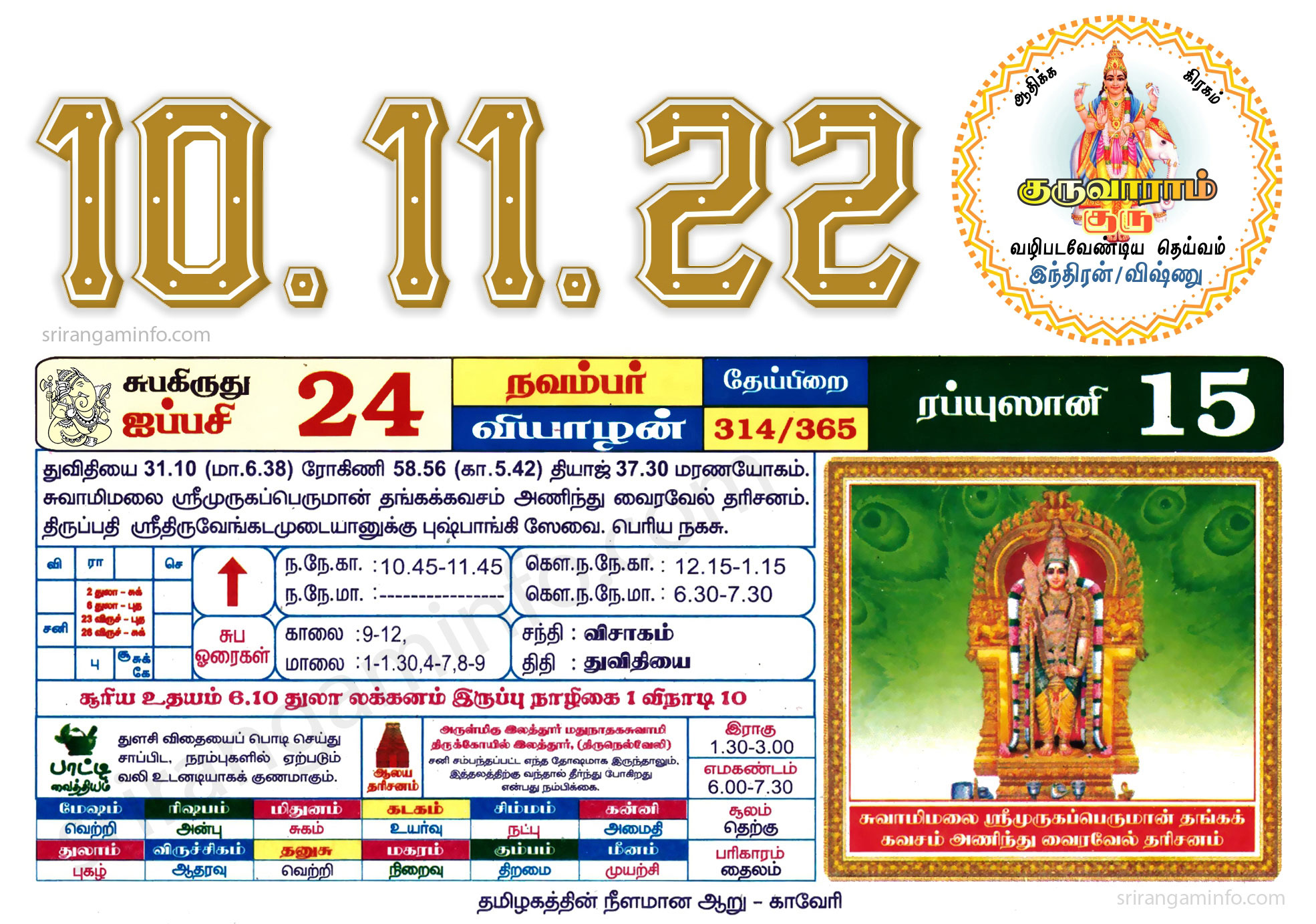 Tamil daily Calendar, Tamil Calendar
