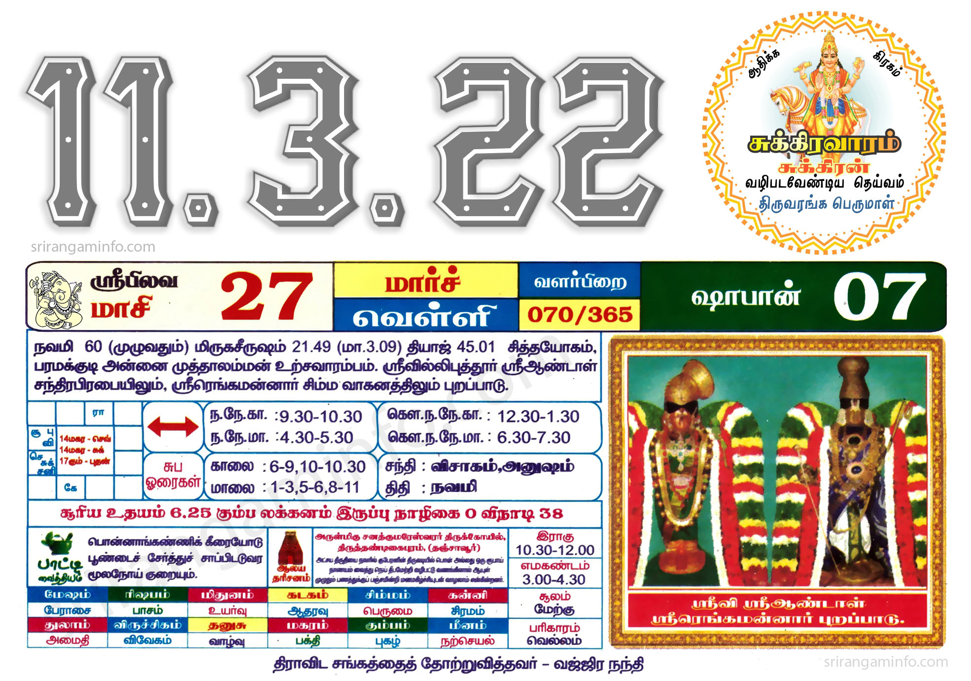 Tamil daily Calendar, Tamil Calendar