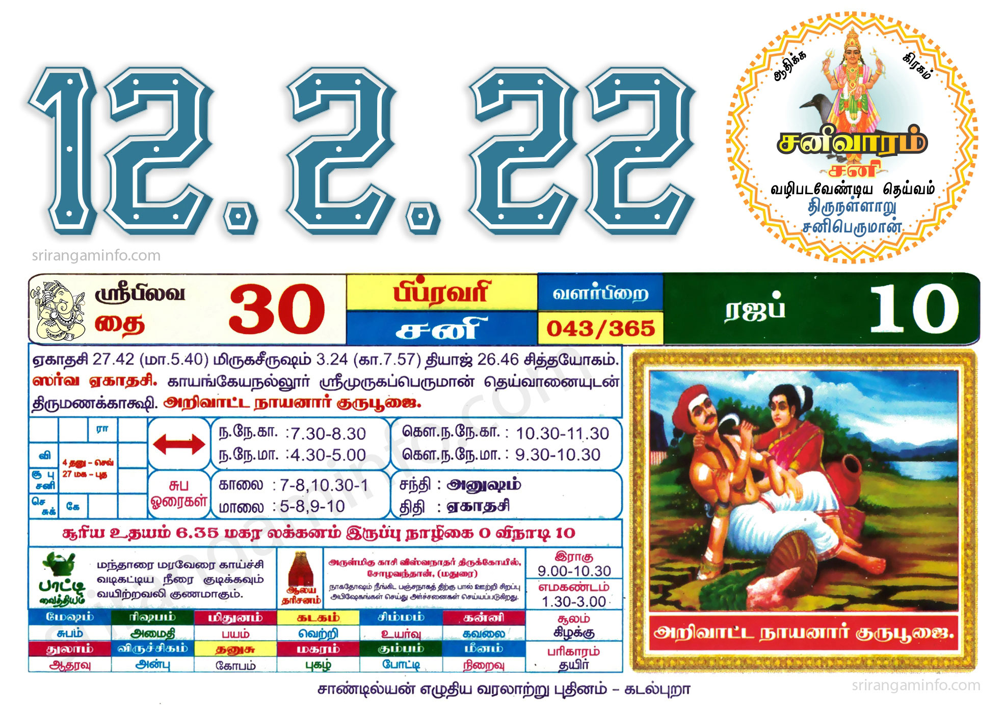 Tamil daily Calendar, Tamil Calendar