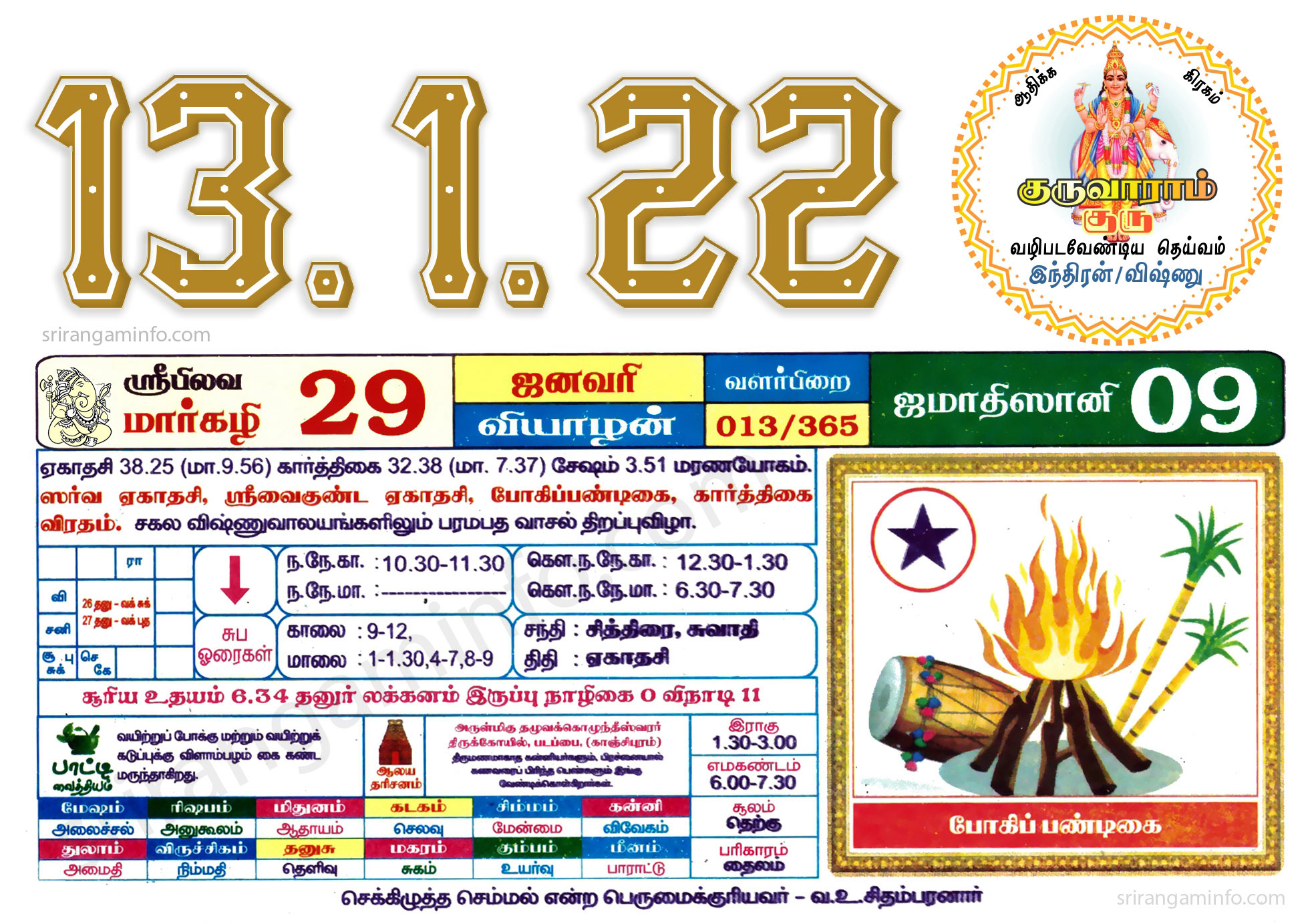 Tamil daily Calendar, Tamil Calendar