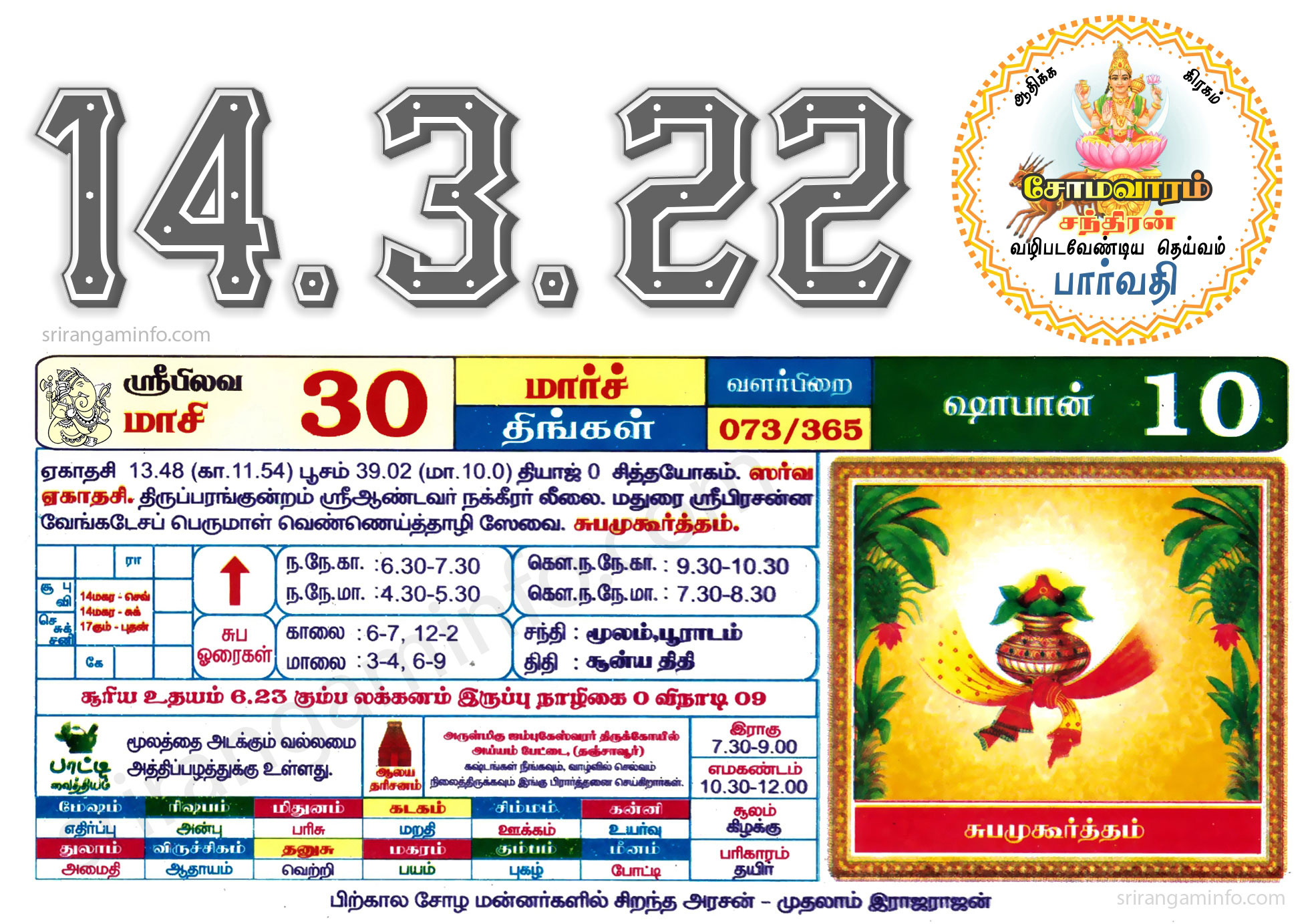Tamil daily Calendar, Tamil Calendar