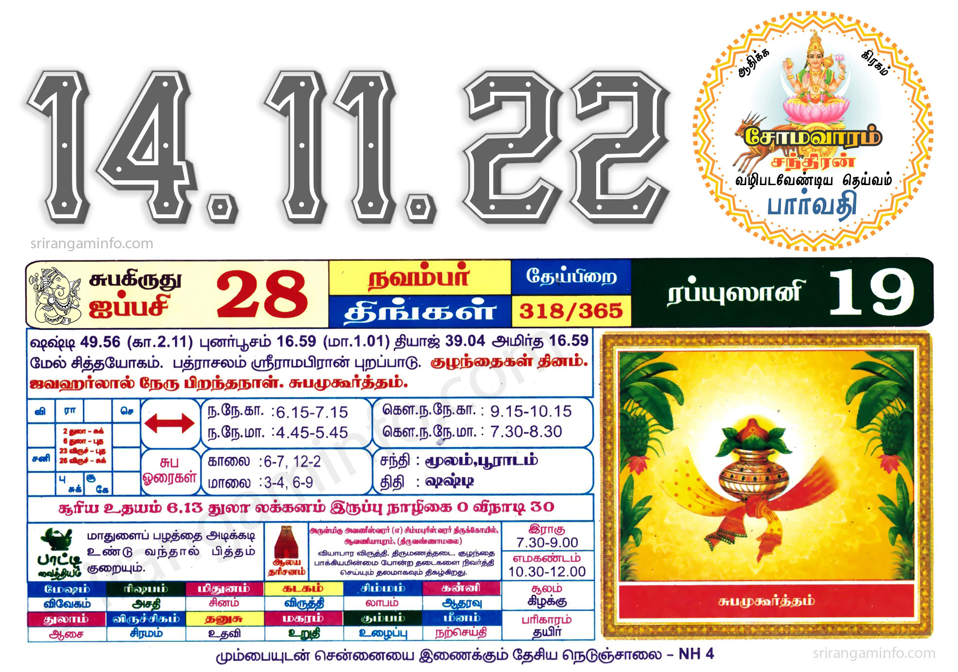 Tamil daily Calendar, Tamil Calendar