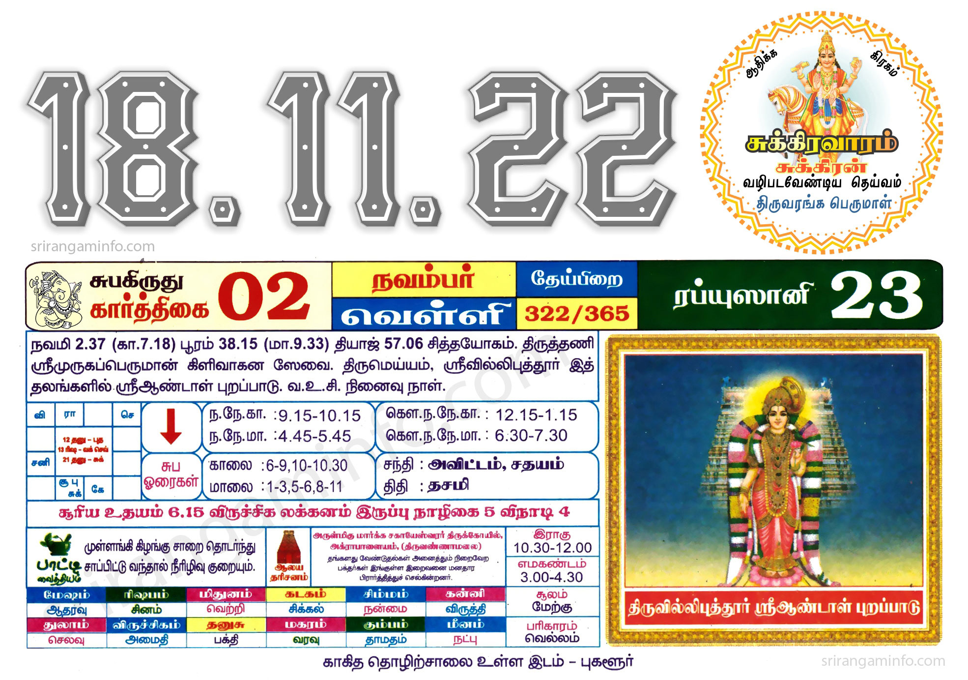 Tamil daily Calendar, Tamil Calendar