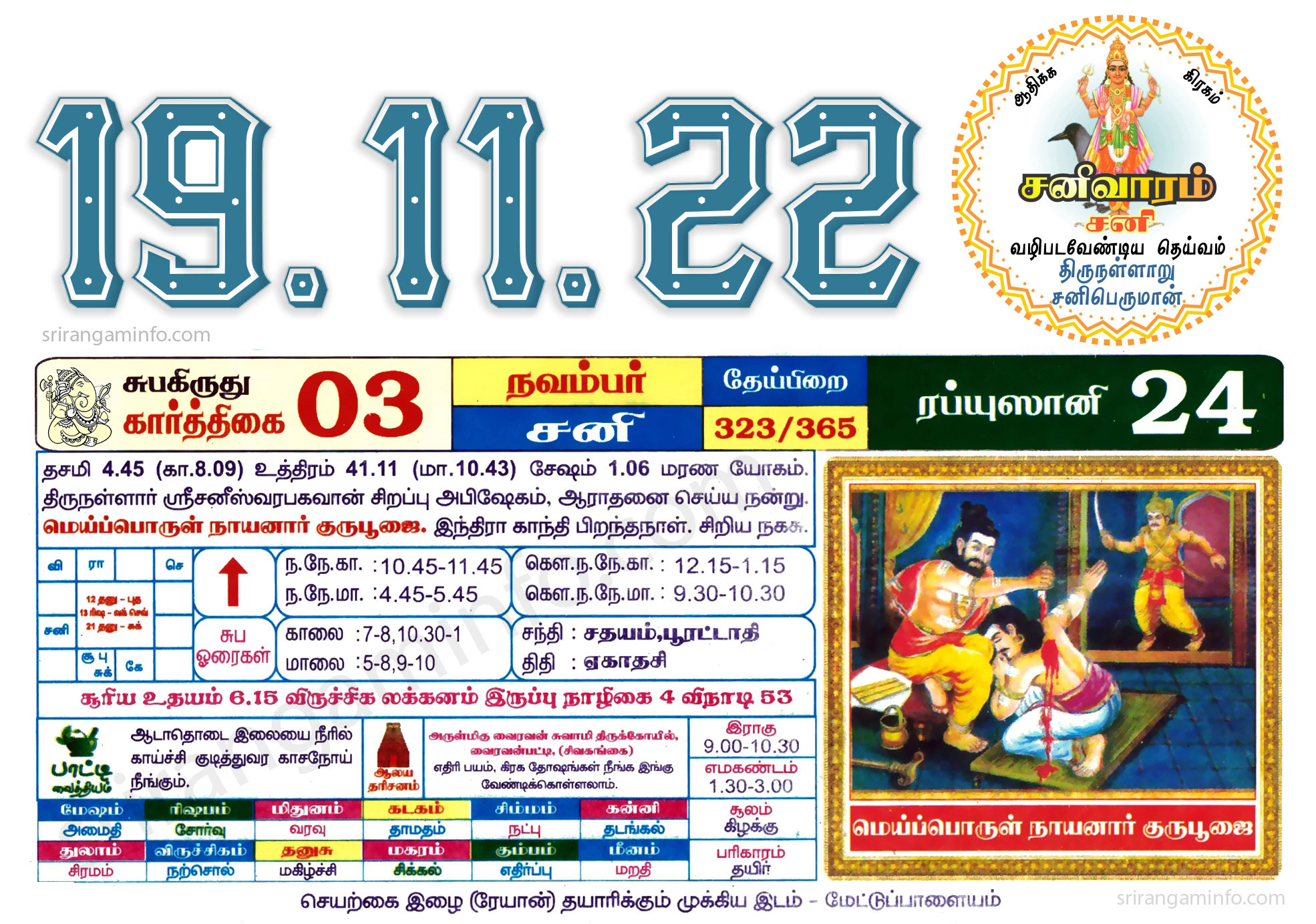 Tamil daily Calendar, Tamil Calendar
