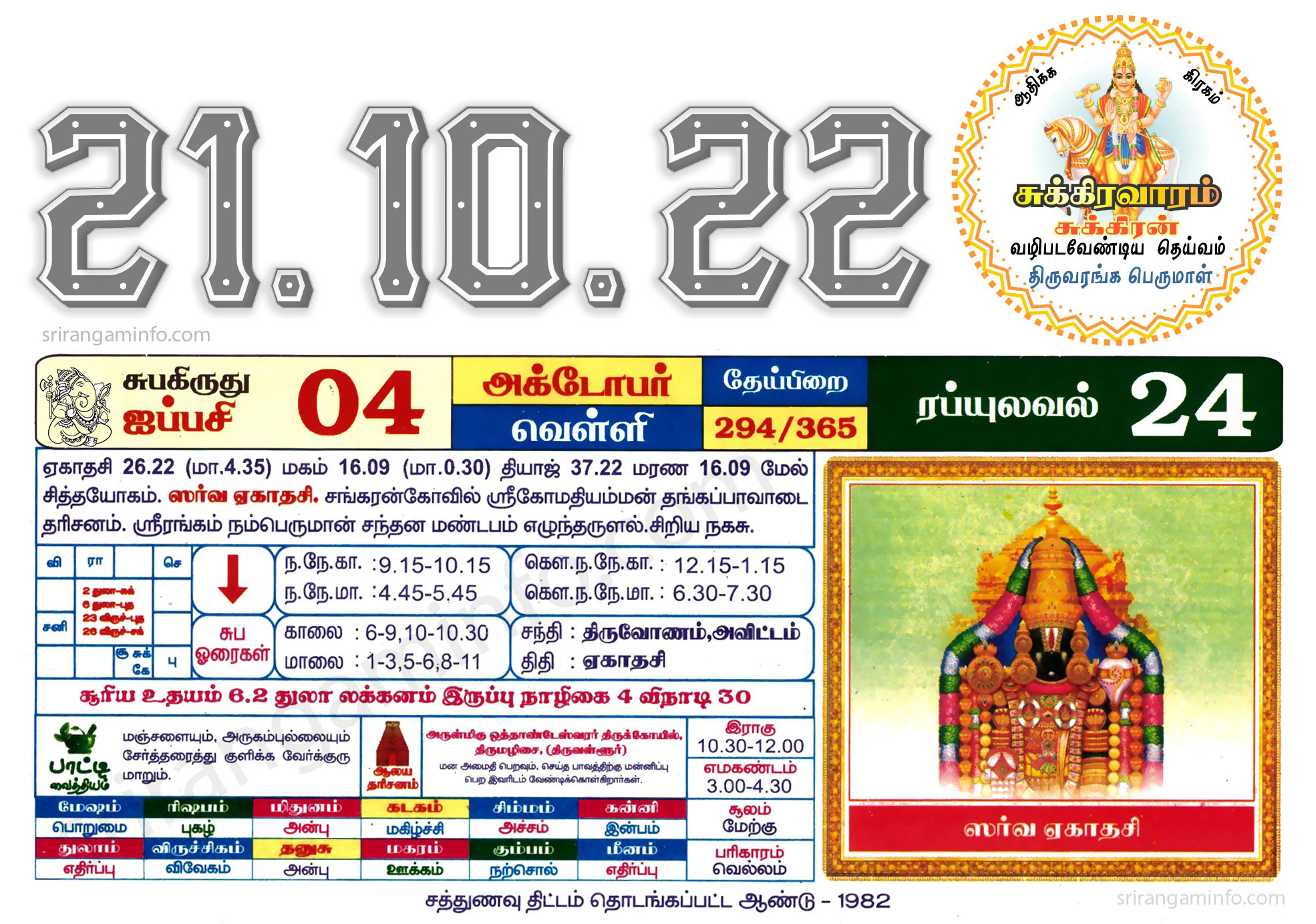 Tamil daily Calendar, Tamil Calendar