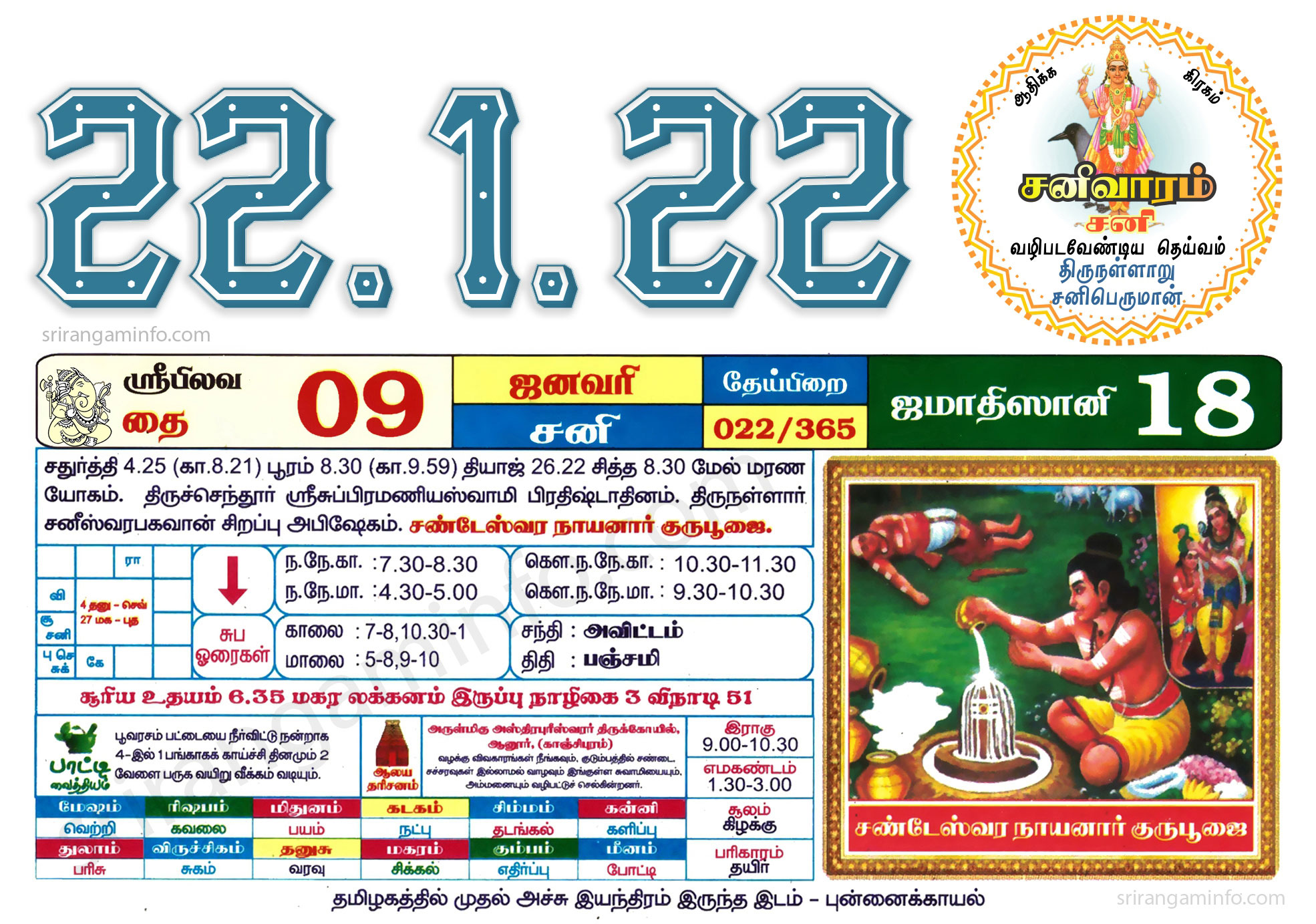 Tamil daily Calendar, Tamil Calendar