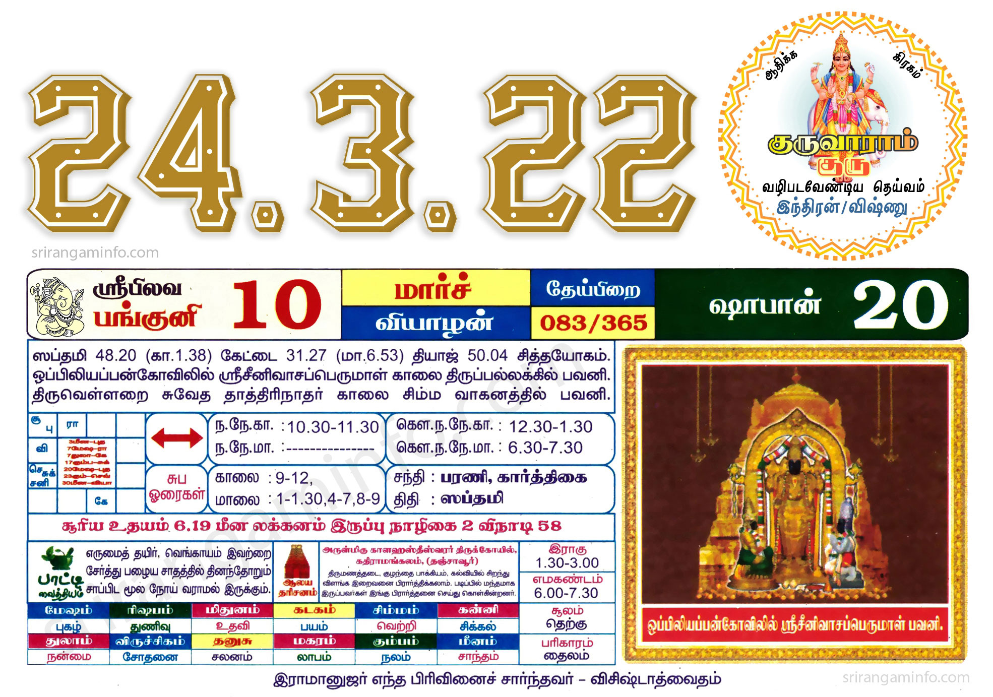 Tamil daily Calendar, Tamil Calendar
