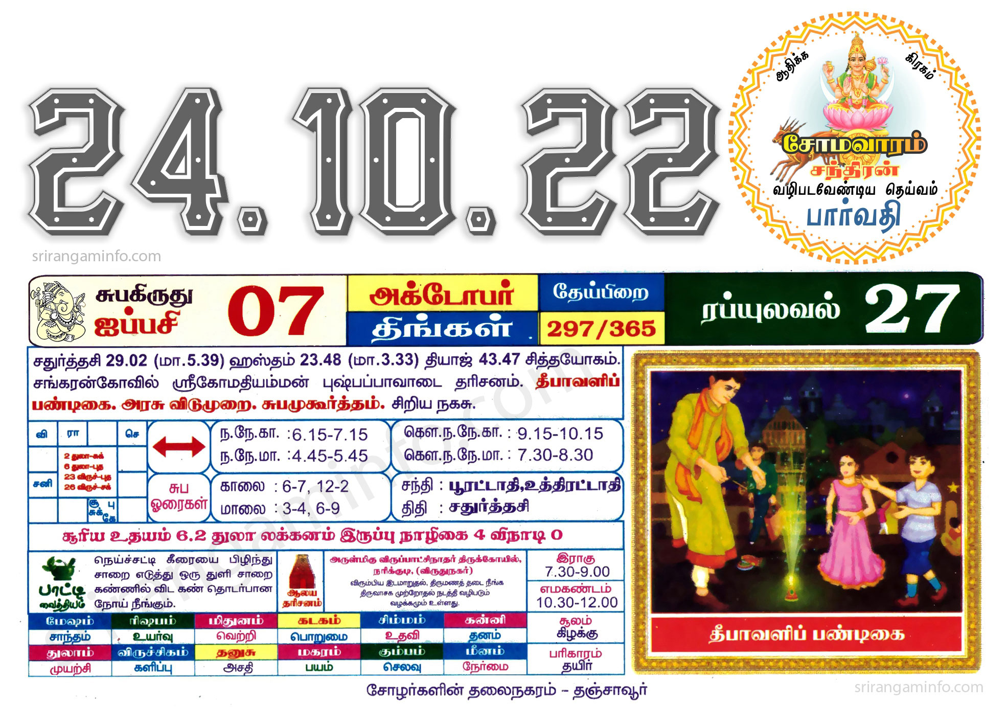 Tamil daily Calendar, Tamil Calendar