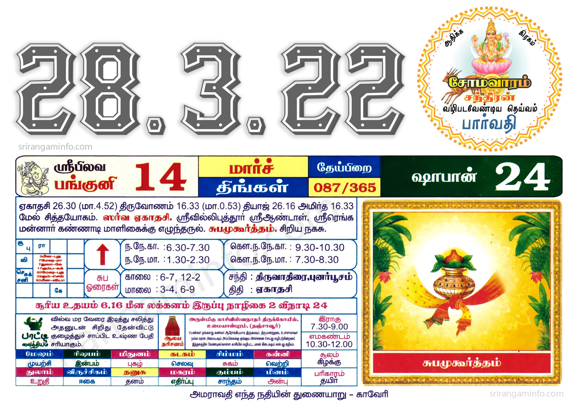 Tamil daily Calendar, Tamil Calendar