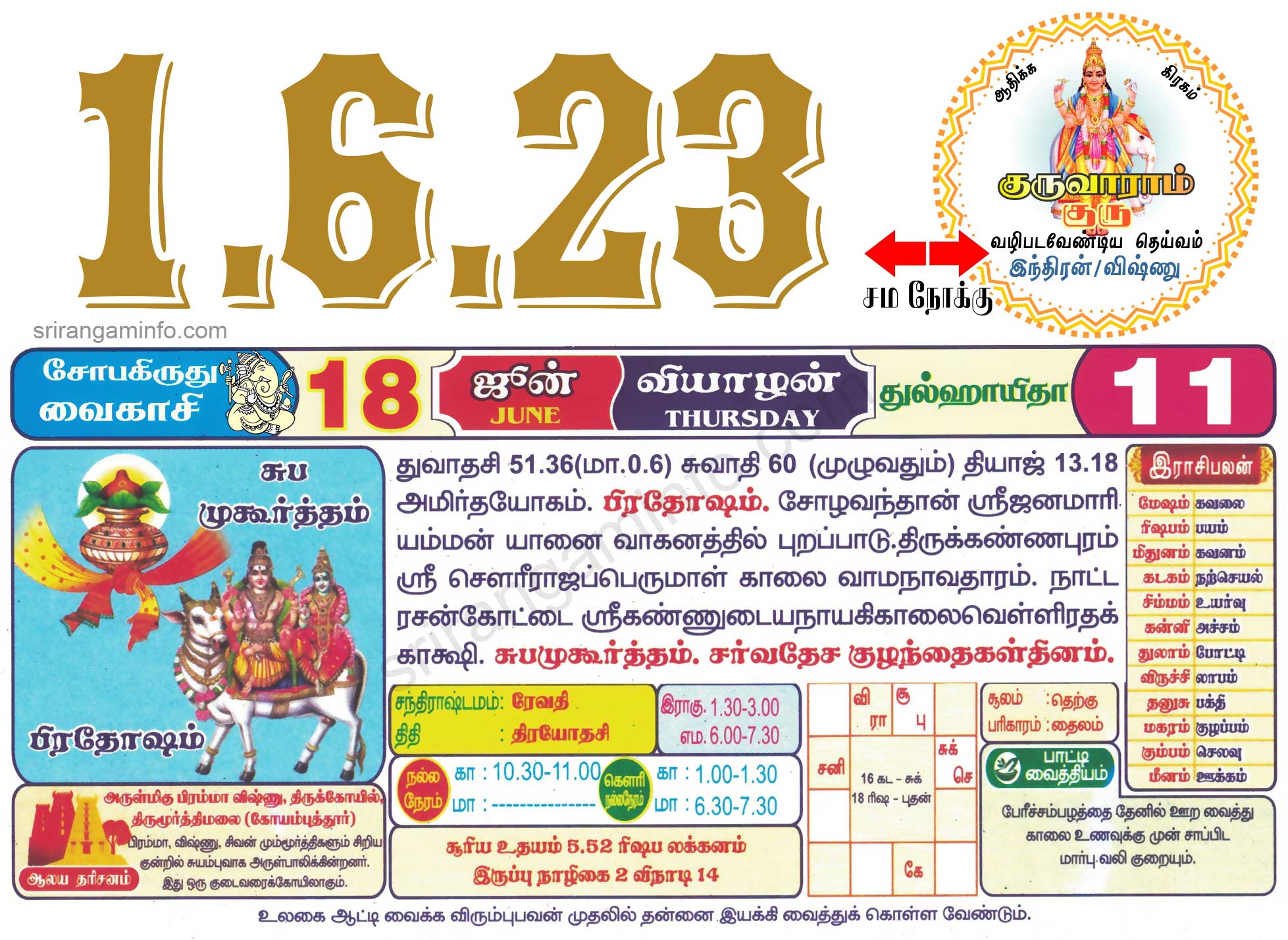 Tamil daily Calendar, Tamil Calendar