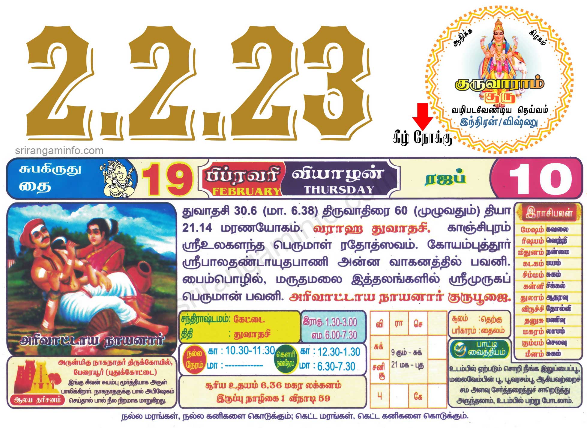 Tamil daily Calendar, Tamil Calendar