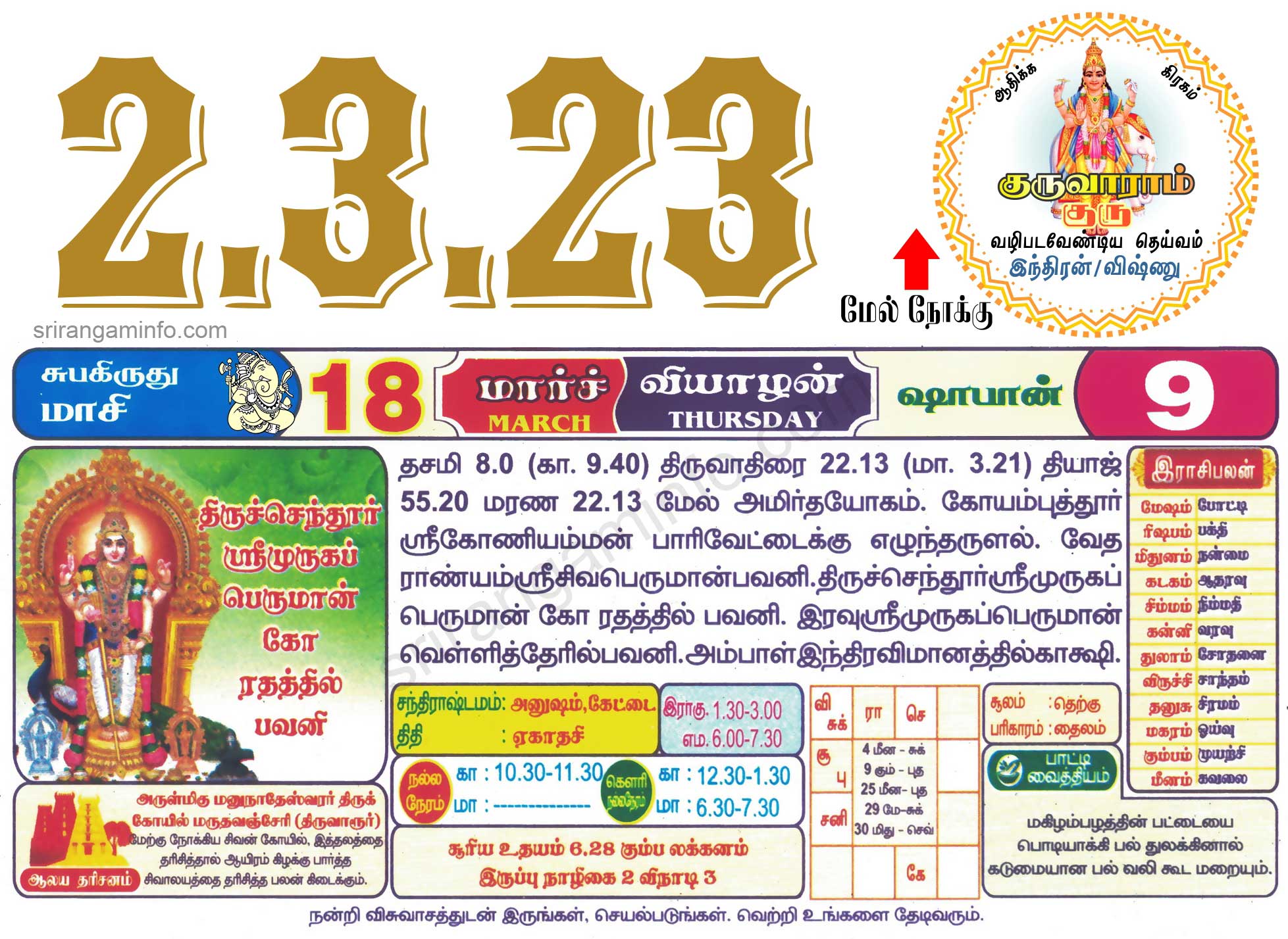 Tamil daily Calendar, Tamil Calendar