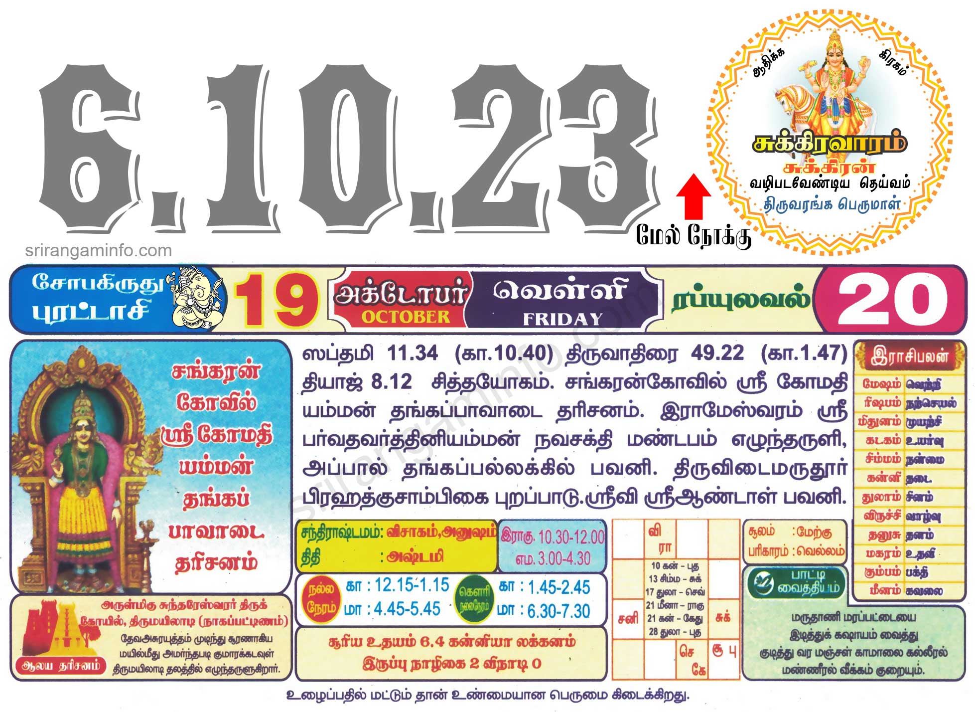 Tamil daily Calendar, Tamil Calendar