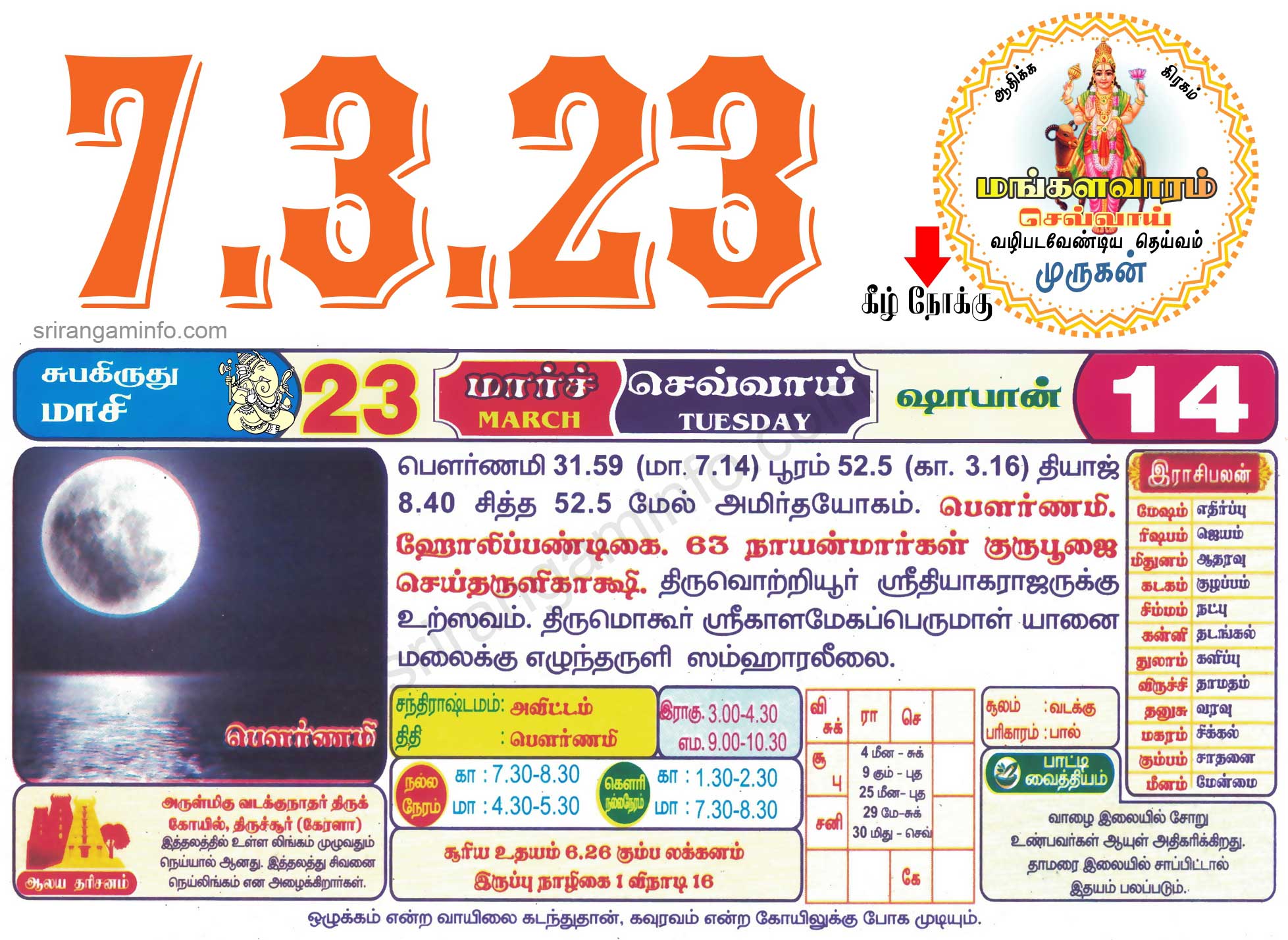 Tamil daily Calendar, Tamil Calendar