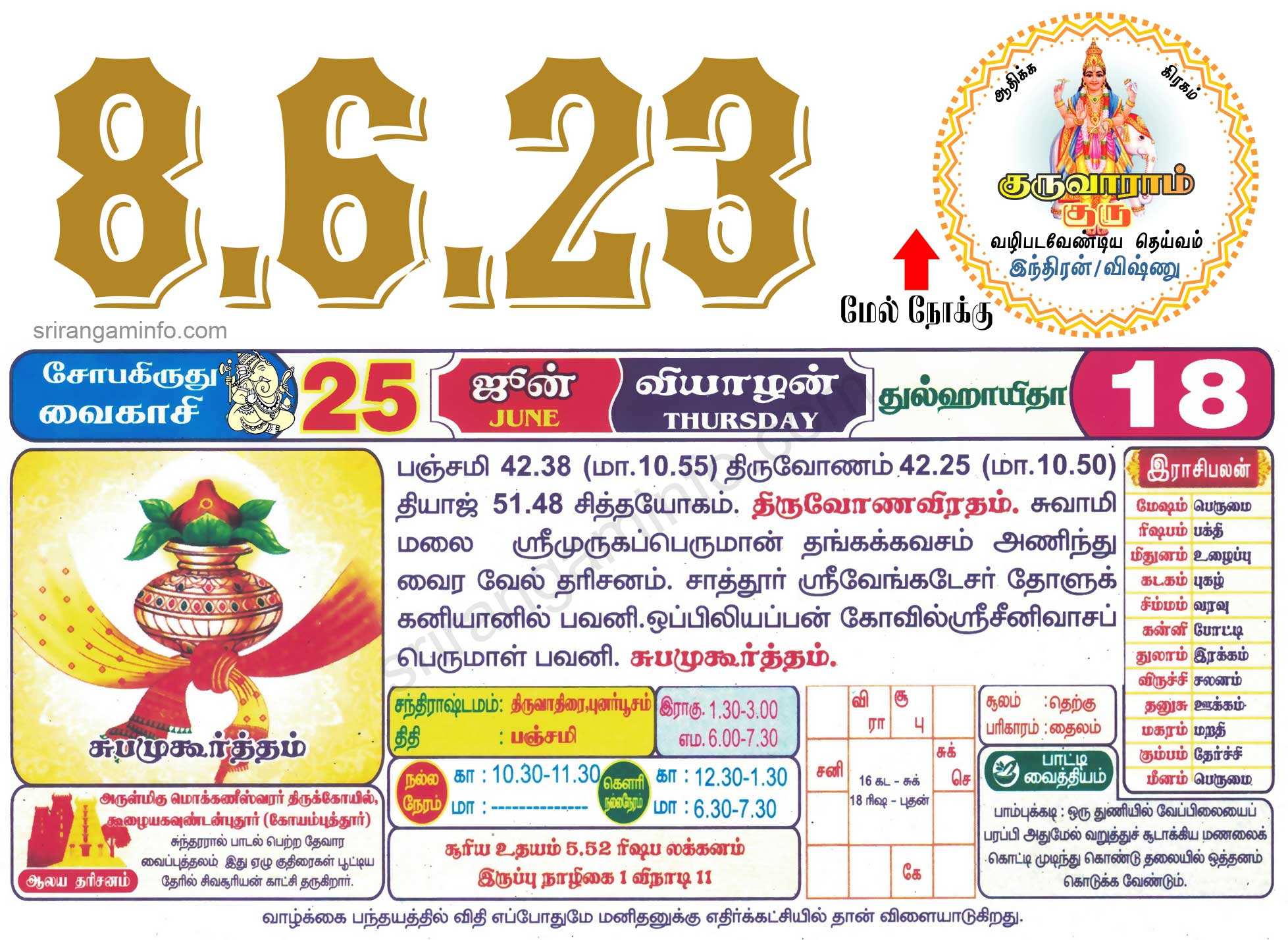 Tamil daily Calendar, Tamil Calendar