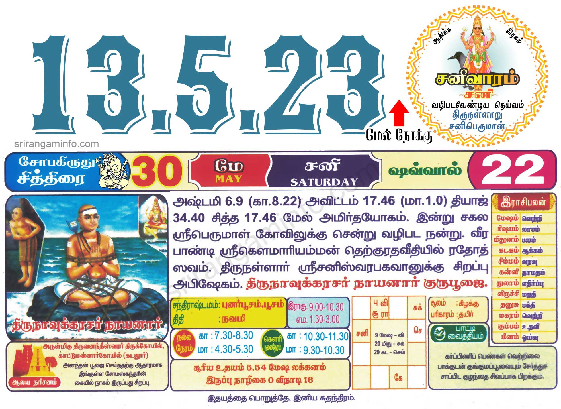 Tamil daily Calendar, Tamil Calendar
