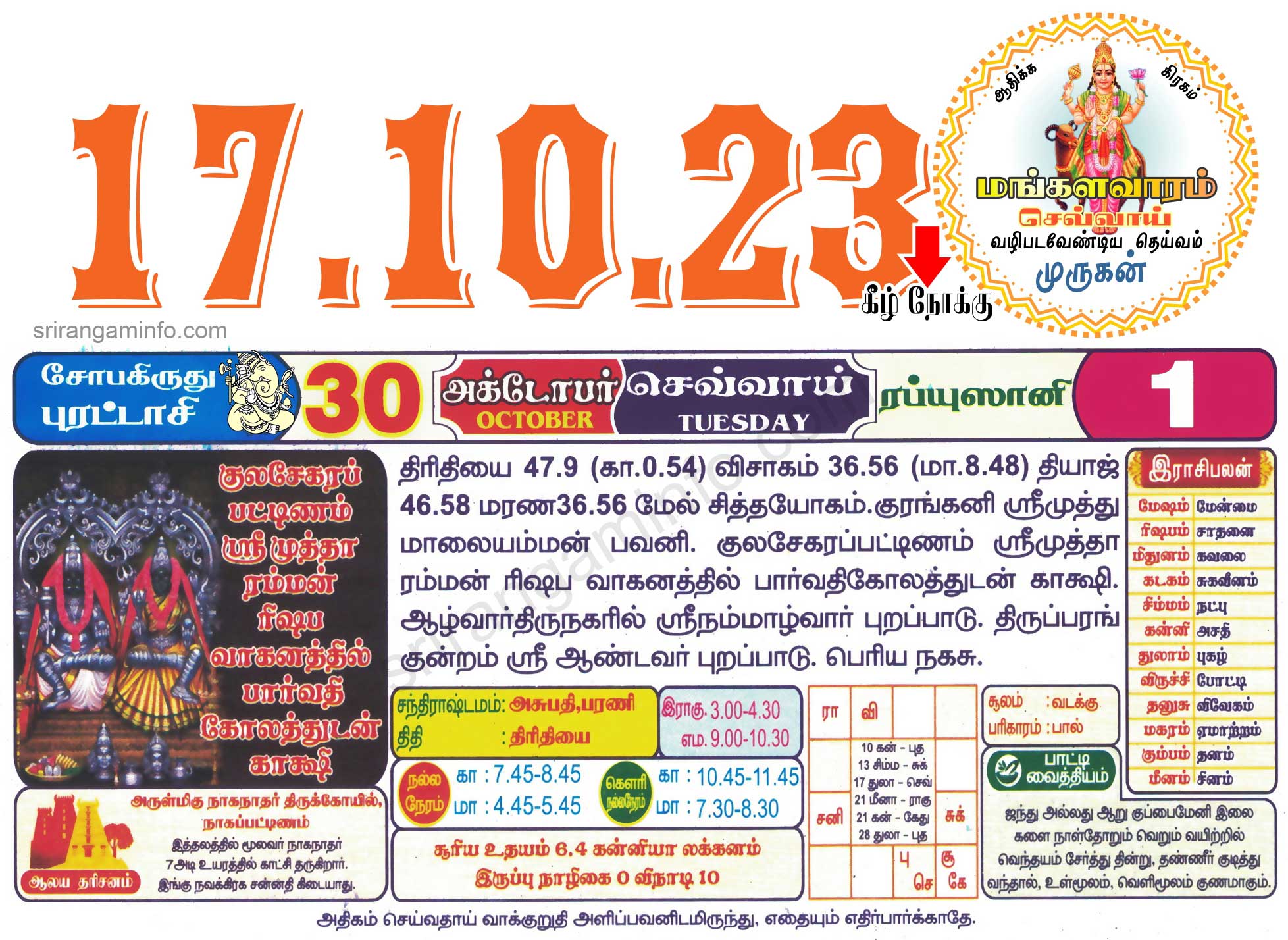 Tamil daily Calendar, Tamil Calendar