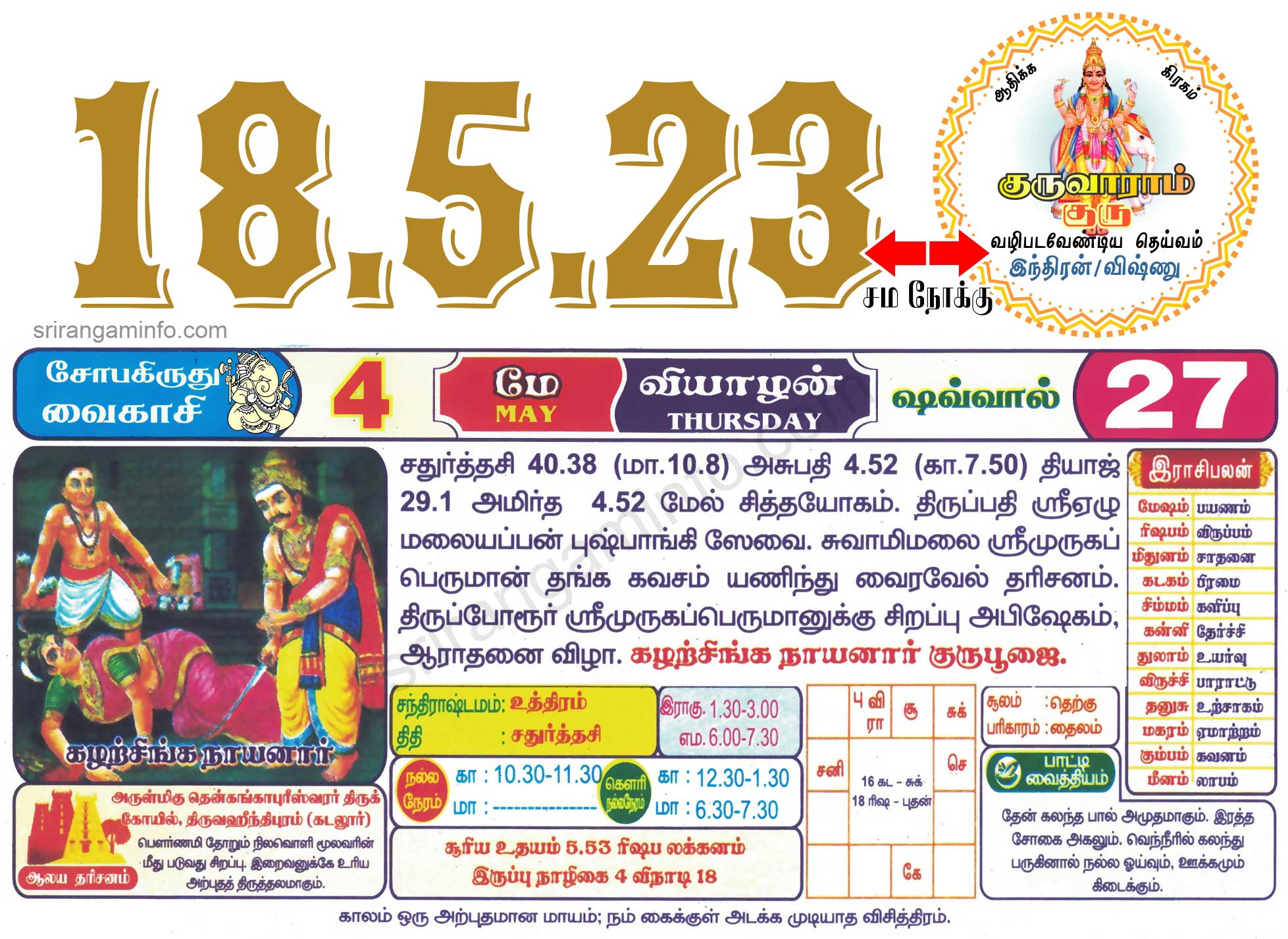 Tamil daily Calendar, Tamil Calendar