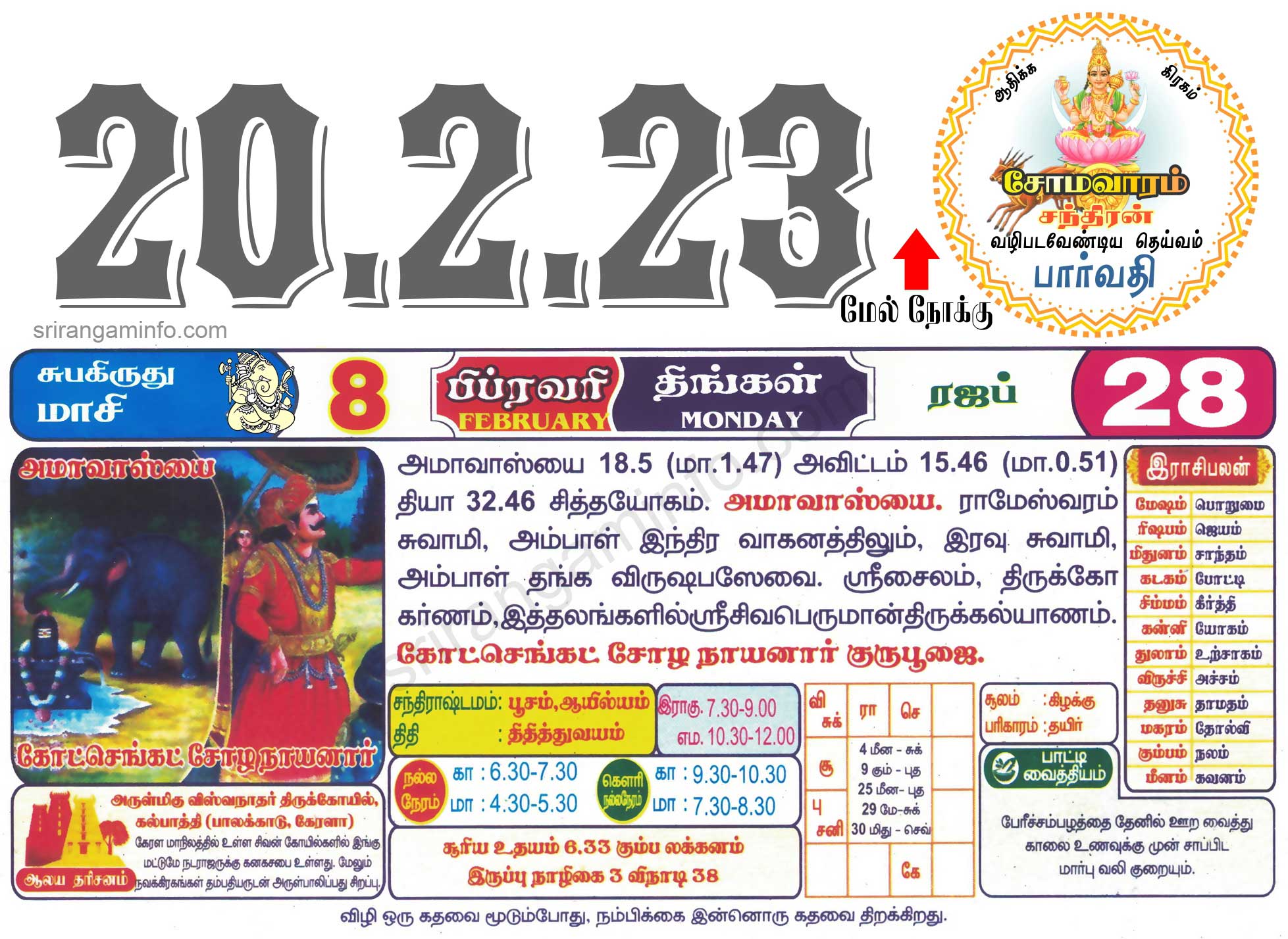 Tamil daily Calendar, Tamil Calendar
