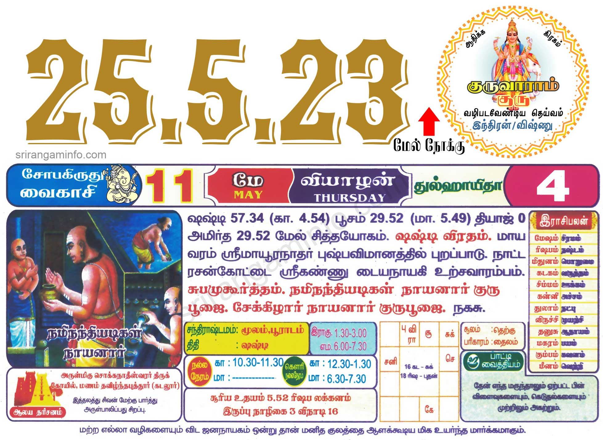 Tamil daily Calendar, Tamil Calendar