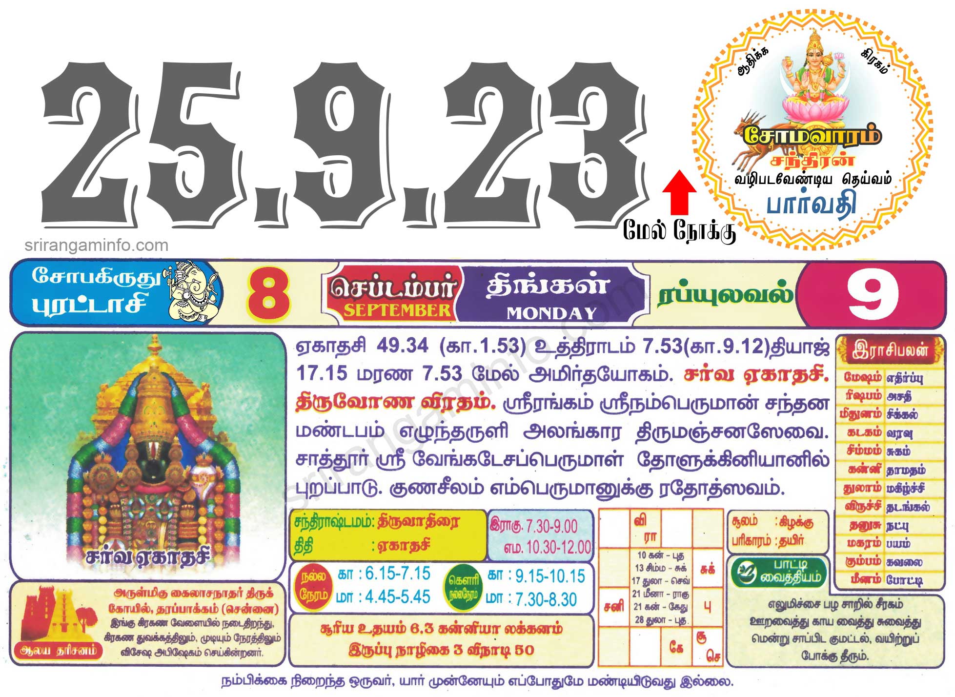 Tamil daily Calendar, Tamil Calendar