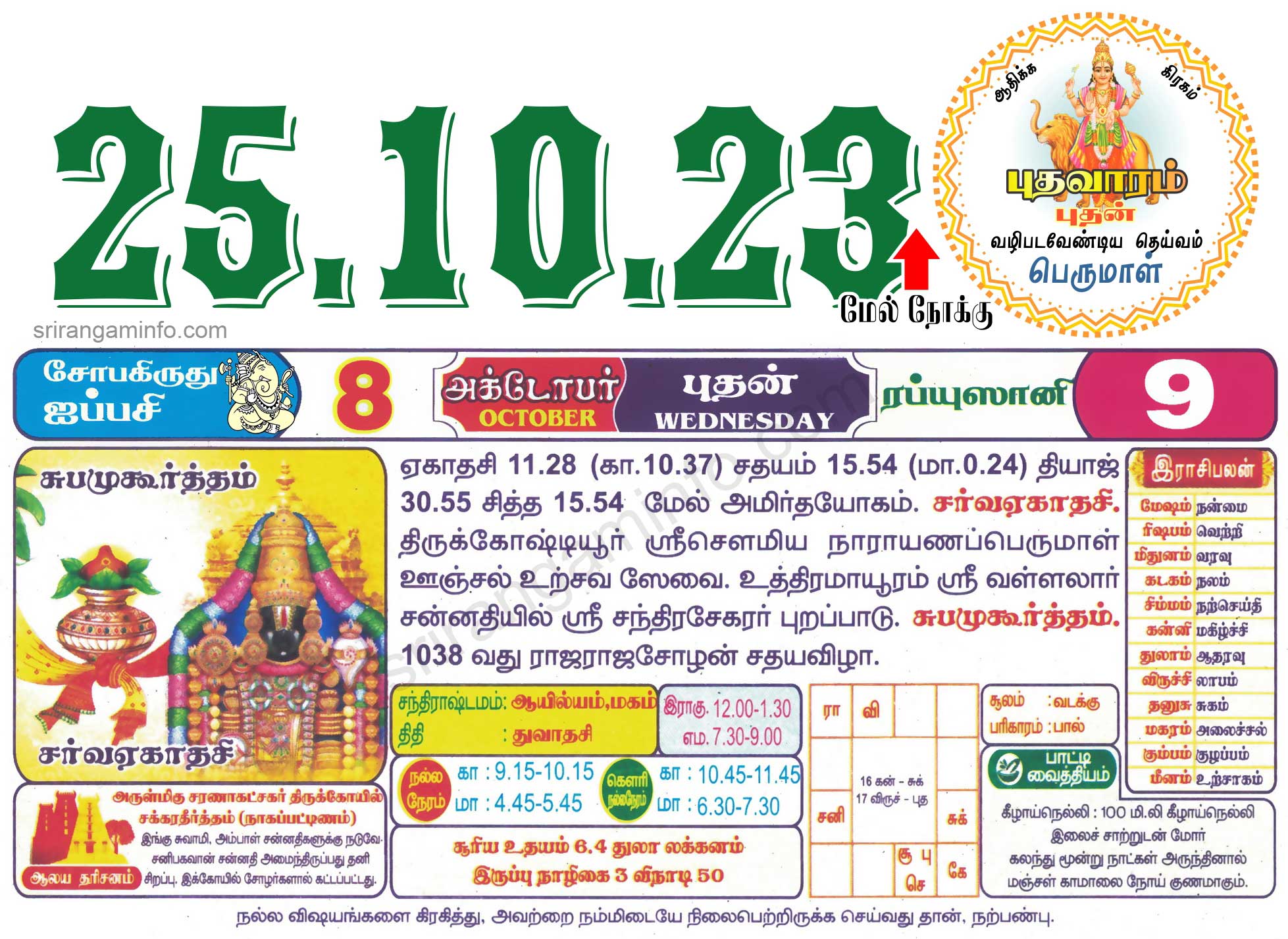 Tamil daily Calendar, Tamil Calendar