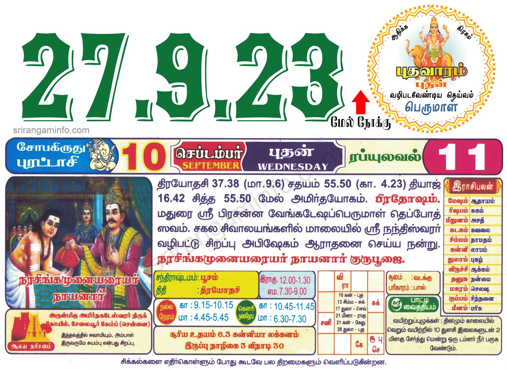 Tamil daily Calendar, Tamil Calendar